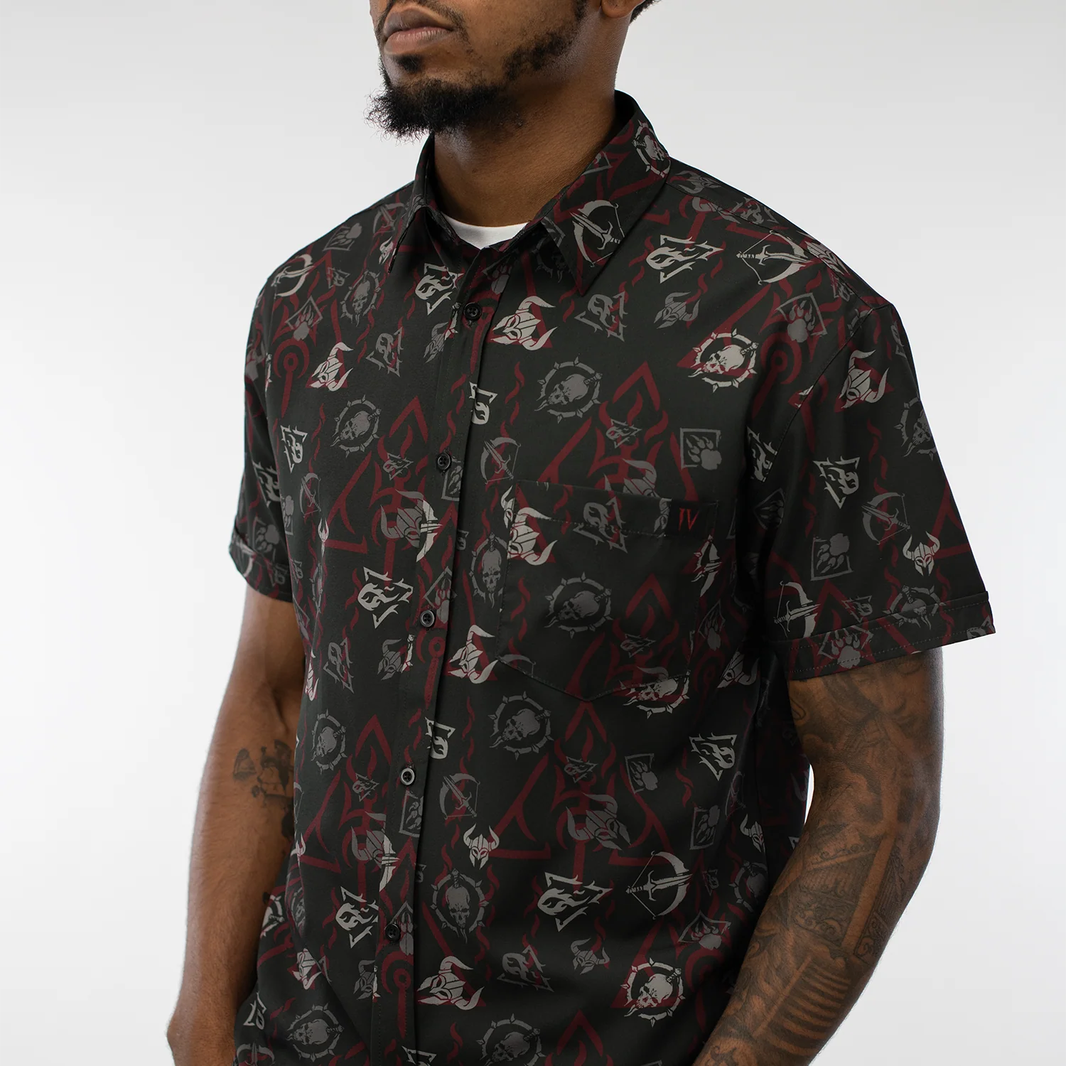 Diablo IV Icons Grey Button-Up Shirt - Image 3