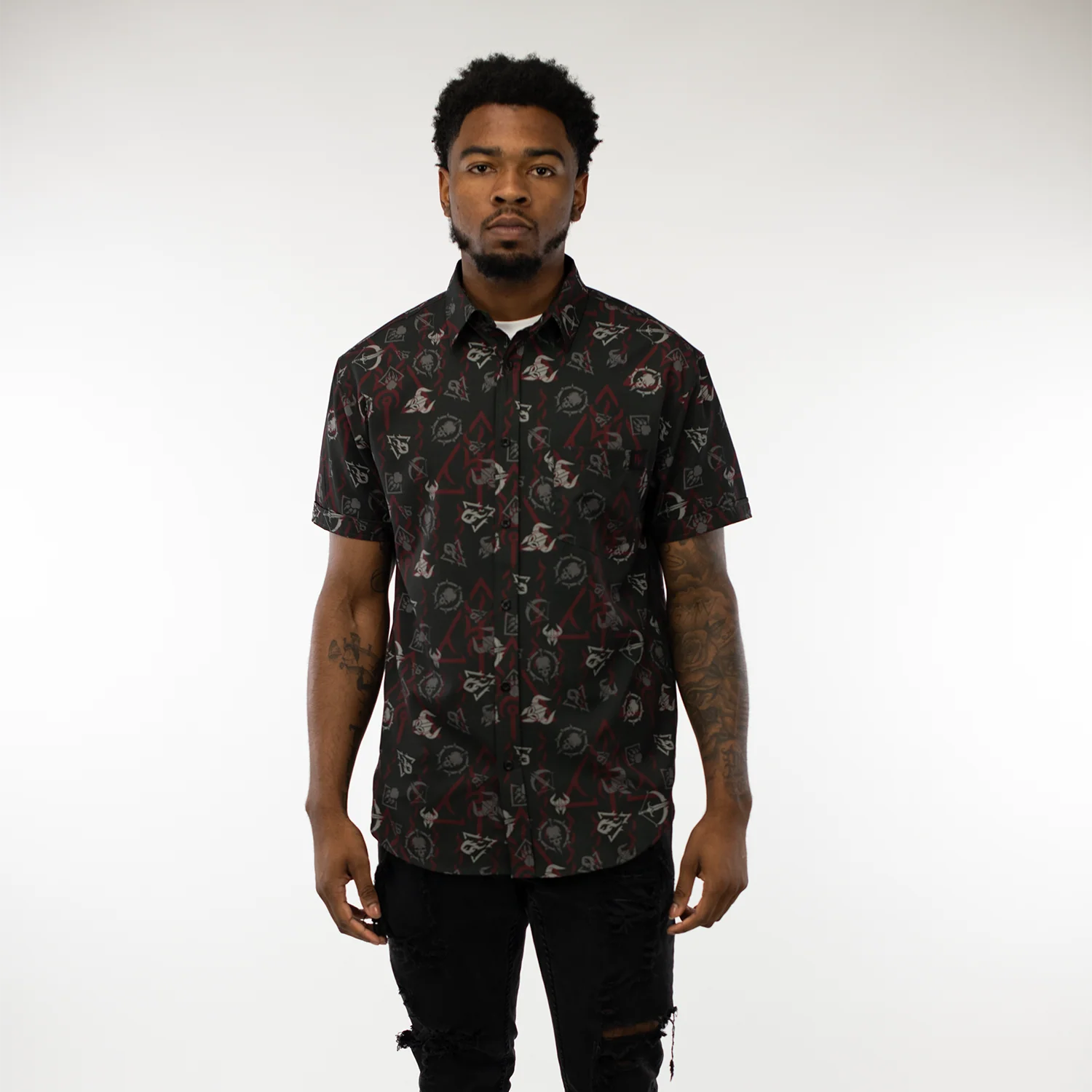 Diablo IV Icons Grey Button-Up Shirt - Image 5