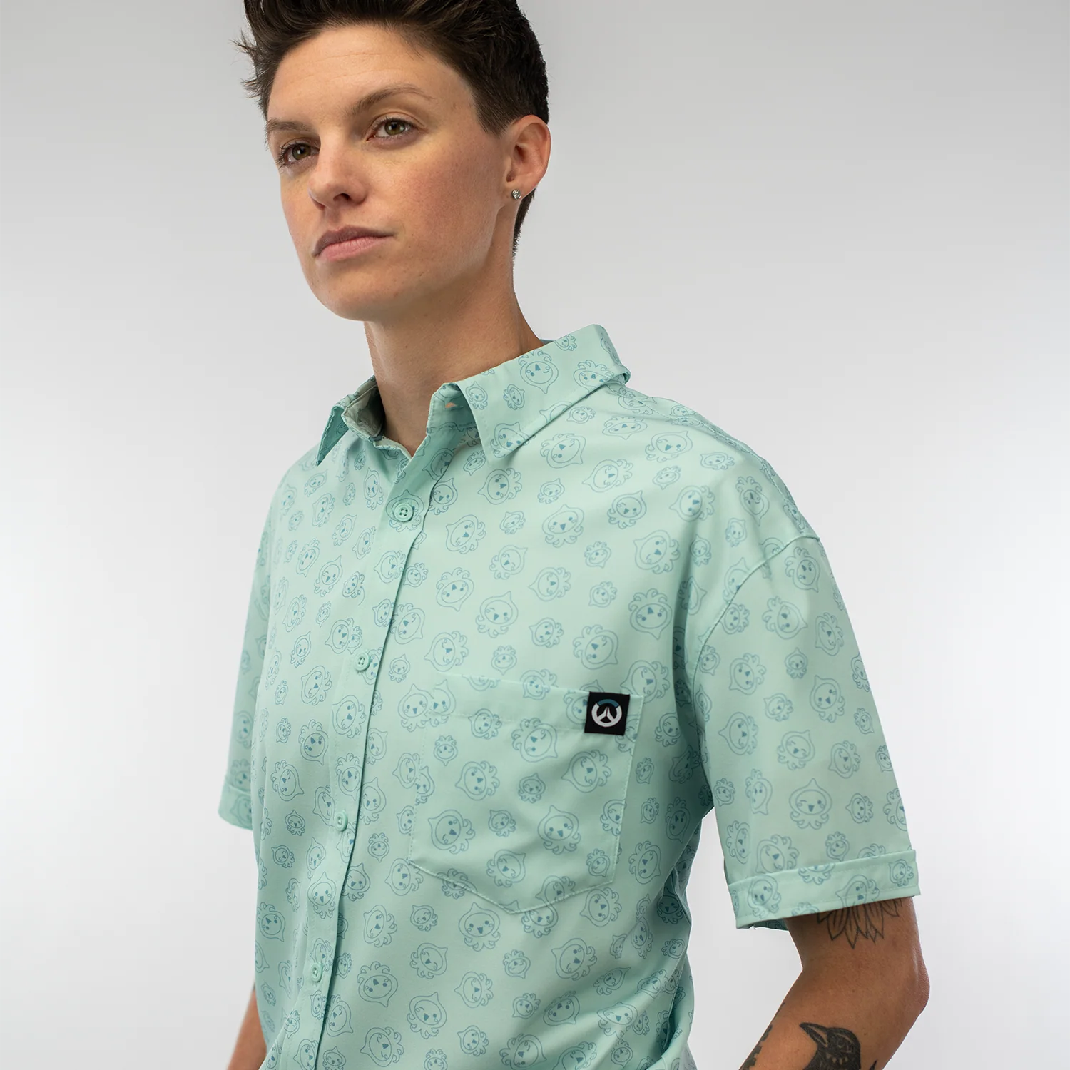 Overwatch Pachimari Blue Button-Up Shirt - Image 3