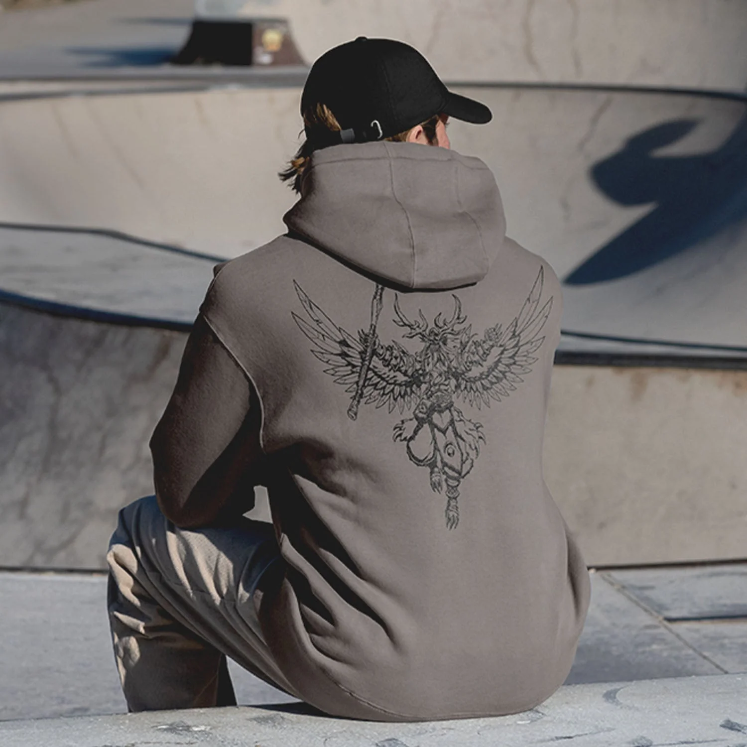 World of Warcraft Malfurion Sketch Grey Pullover Hoodie - Image 4